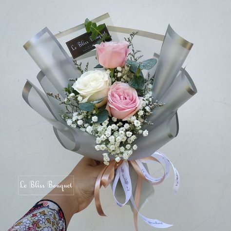 White and Pink Rose Flower Bouquet mixed flower impor in size small bouquet, korean style flower bouquet. Luxury flower gift for someone you love Click the link for more, by Le Bliss Bouquet #luxurygift #leblissbouquet #luxuryflower #flower #flowerbouquet #freshflower #koreanbouquet #smallbouquet #softpinkroses Pink, Diy, Ribbon Flowers Bouquet, Flowers Bouquet, Small Flower Bouquet, Flower Gift, Small Bouquet, Bouquet, Ribbon Flowers