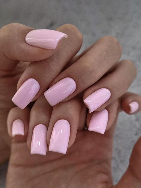 24pcs/set Long Square Shaped Solid Color False Nails - Light Pink Cute Style, With 1 Jelly Glue & 1 Nail File | SHEIN UK Nail Manicure, Square Acrylic Nails, Square Nails, Solid Color Acrylic Nails, Pink Acrylic Nails, Solid Color Nails, Pink Nail Designs, Light Pink Acrylic Nails, Pink Manicure
