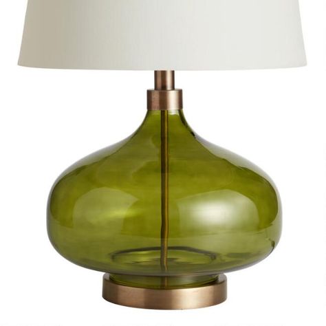 Green Glass Teardrop Halsey Table Lamp Base | World Market Home Décor, Ideas, Lights, Design, Decoration, Lamp Bases, Green Lamp, Accent Lamp, Unique Lamps