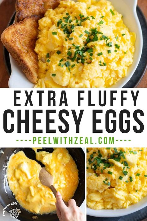 Scrambled Eggs with Cheese These fluffy scrambled eggs with cheese are the perfect protein=packed breakfast. Easy to make in just a few minutes and perfect with a slice of toast and crispy bacon. Recipes, Breakfast Recipes, Breakfast, Eggs, Cooking, Egg Recipes, Free, Free Breakfast, Cooking Recipes