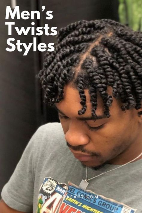 12 Trending Twists for Men (Video + Gallery) | Men's Hairstyle Ideas Mens Braids Hairstyles, Two Strand Twist Hairstyles, Short Twist Braids Hairstyles Men, Twist Braid Hairstyles, 2 Strand Twist Styles, Twist Braids, Twist Curls, Dread Hairstyles For Men, Locs Styles