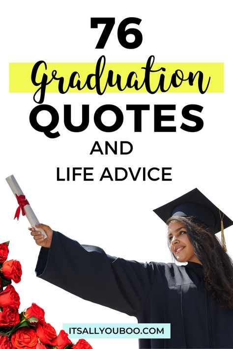 Are you a high school senior or college graduate? Sending congratulations to a recent university grad? Click here for 76 inspirational famous graduation quotes and the best life advice for graduates. They’re short and perfect graduation wishes for a daughter or son from parents. Use them as graduation captions for senior photos or a handwritten graduation card. Senior Photos, Motivation, Life Hacks, High School, Diy, Graduation Quotes, Graduation Messages From Parents, Graduation Quotes For Daughter, Farewell Quotes For Seniors