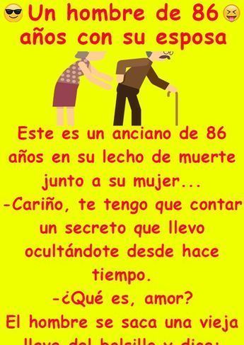 Un hombre de 86 años con su esposa #chistes #humor #gracioso #bromas #esposa #hombre #anciano #muerte #mujer Humour, Jokes, Humor Mexicano, Chistes, Funny Spanish Memes, Humor, Frases, Spanish Memes, Wtf Funny