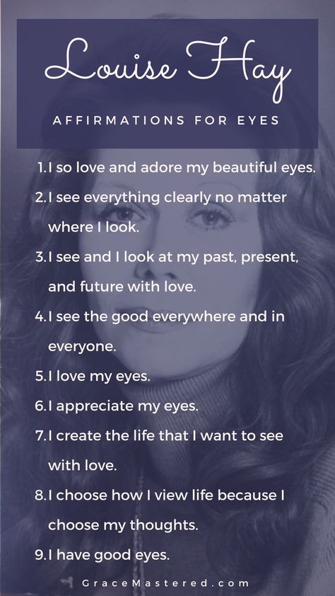 Beautiful and powerful Louise Hay affirmations for eyesight. Pin it. #affirmations Wisdom, Meditation, Inspiration, Affirmation Quotes, Louise Hay, Uplifting Quotes, Healing Affirmations, Self Love Affirmations, I Am Affirmations