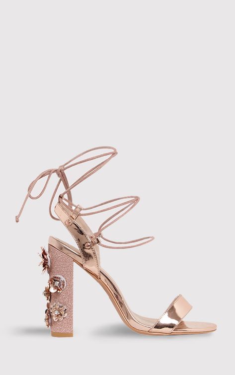 Evy Rose Gold Embellished Block Heeled Sandals Prom Shoes, Heels, Gold, Zapatos, 15 Anos, Gold Shoes, Gold Heels, Prom Heels, Rose Gold Shoes
