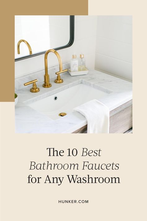 Swapping out your bathroom faucet is an easy way to improve the look and feel of your bathroom, and it will likely give your home a little bump in value as well. Here are the best bathroom faucets. #hunkerhome #bathroom #bathroomfaucet #bathroomfaucetideas Ideas, Bathroom Taps, Design, Bathroom Fixtures, Best Bathroom Faucets, Bathroom Sink Faucets, Bathroom Faucets, Bathroom Sink Faucets Modern, Bathroom Faucets Brushed Nickel