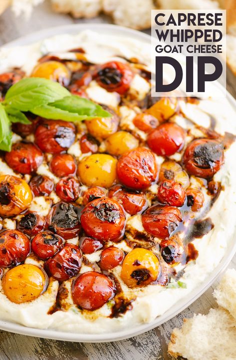 Aperitif, Goat Cheese Recipes Appetizers Dips, Raspberry Appetizers, Summer Hors D’oeuvres, Whipped Goat Cheese Dip, Basil Goat Cheese, Blistered Tomatoes, Goat Cheese Dip, Goat Cheese Appetizer