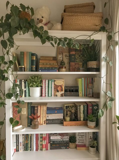 Home Décor, Bookshelf Decor Bedroom, Bookshelf Bedroom Ideas, Cute Bookshelf Ideas, Bookshelf Ideas Bedroom, Bookshelf Aesthetic, Bookshelf Bedroom, Room Bookshelf Ideas, Bookshelf Decor