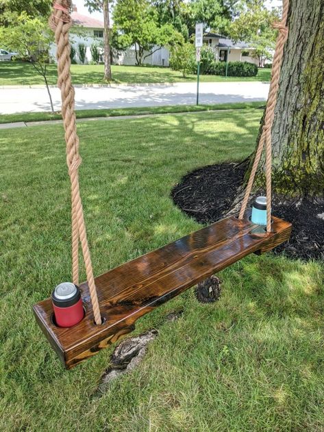 Gardening, Summer, Outdoor, Art, Homemade Swing, Rope Swing Diy, Outdoor Wooden Swing, Tree Swings Diy, Outdoor Swing