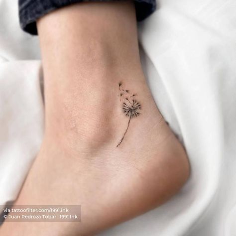 Fine line dandelion seeds tattoo on the ankle Tattoos