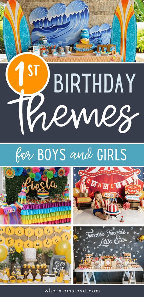 The best unique first birthday party themes. Celebrate your baby turning one with these creative ideas for girls and boys. #firstbirthday Decoration, First Birthday Theme Boy, First Birthday Party Themes, First Birthday Parties, Boy Birthday Party Themes, 1st Birthday Party Themes, Boys 1st Birthday Party Ideas, First Birthday Themes, Boys First Birthday Party Ideas