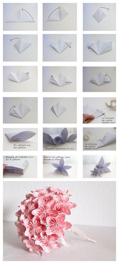DIY: paper flower bouquet Origami, Bunga, Hoa, Kunst, Dekoration, Papier, Origami Paper, Artesanato, Origami Easy