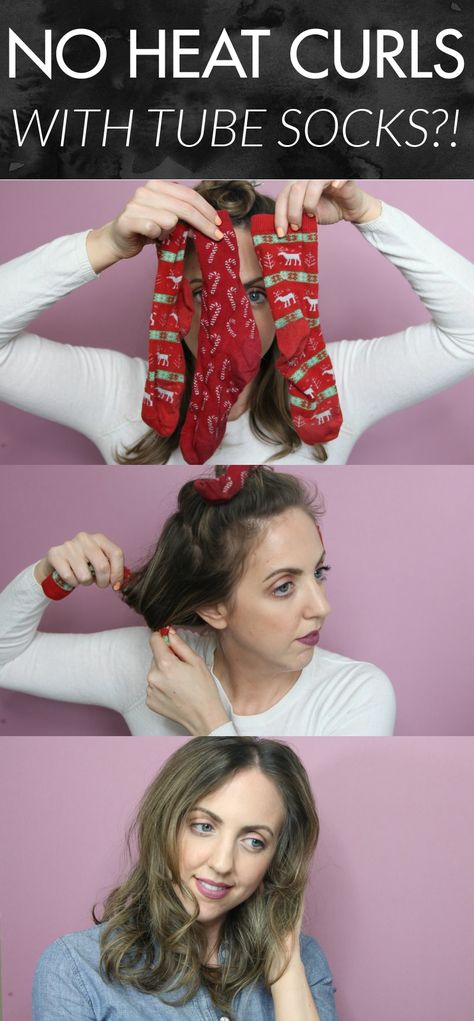 Genius and easy way to get loose, voluminous curls! No heat curls with tube socks! This worked in only 5 hours for me! Barnet Fc, Diy, How To Curl Your Hair Without Heat, Curls Without Heat, Curling Hair With Socks, How To Curl Your Hair, Heatless Curls Overnight, No Heat Curls Overnight, Hair Without Heat