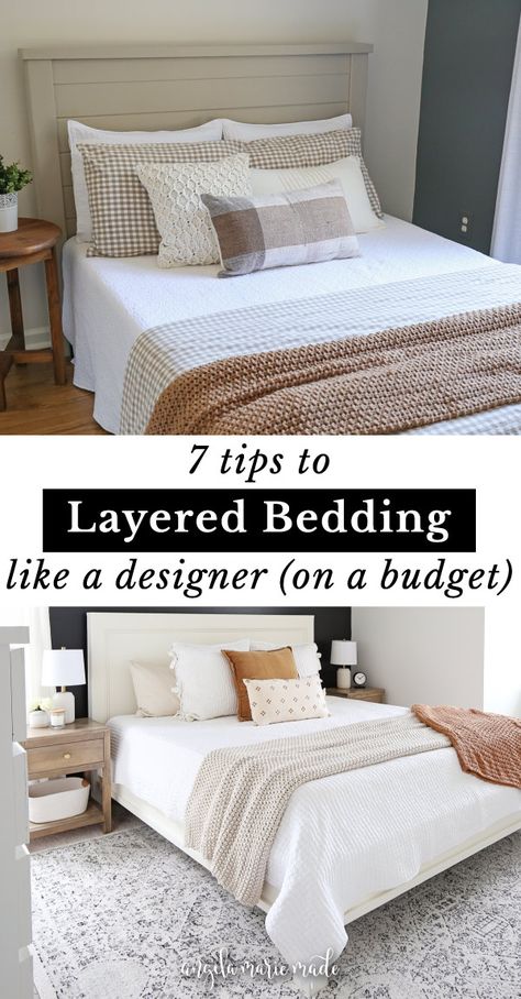 how to style a bed and how to layer a bed Interior, Bedroom, Home Décor, Bedroom Ideas, Home, Bedding, Design, Ideas, Layered Bedding Ideas