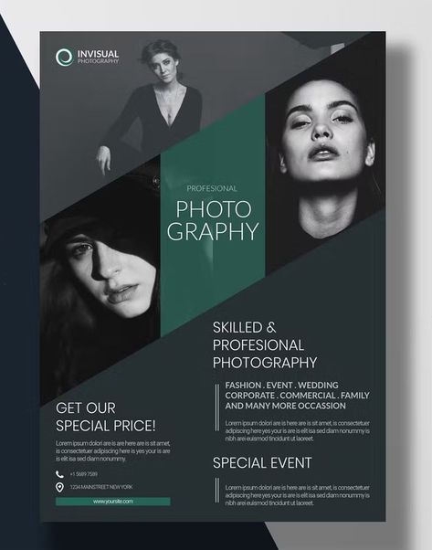 Photography Flyer Template AI, EPS, PSD Web Design, Flyer Design Layout, Advertising Ideas, Photographer Flyers, Photography Marketing, Photography Flyer, Photography Services, Business Poster, Photography Business