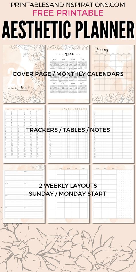 Free Aesthetic 2023 2024 Calendar Planner Printable PDF - Printables and Inspirations 3d, Ideas, Planner Pages, Planner Organisation, Organisation, Ipad, Inspiration, Weekly Calendar Planner, Planner Calendar