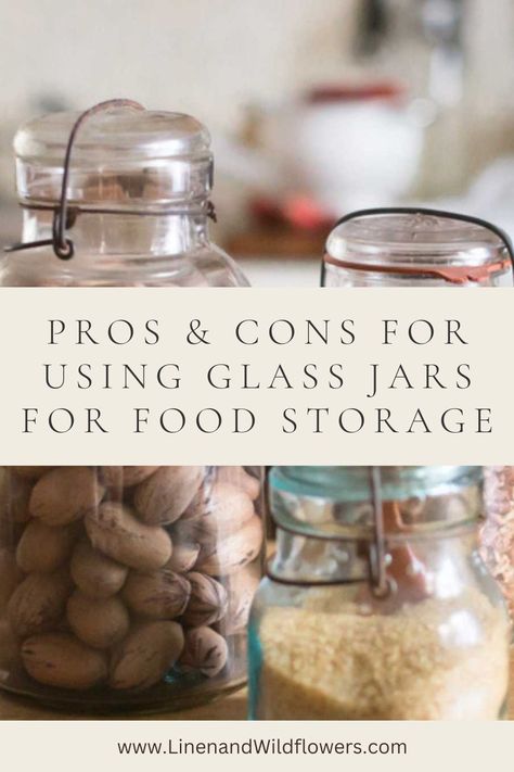I will share the Pros & Cons of Using Glass Jars for Food Storage. Furthermore, it sheds light on the practical aspects and considerations surrounding this eco-friendly and aesthetically pleasing storage solution. We will also explore how glass jars can be a game-changer when storing various food items, especially dry goods. Food Storage, Glass Food Storage Containers, Glass Food Storage Jars, Glass Food Storage, Food Storage Containers, Dry Food Storage, Plastic Food Containers, Flour Storage, Kitchen Storage Jars