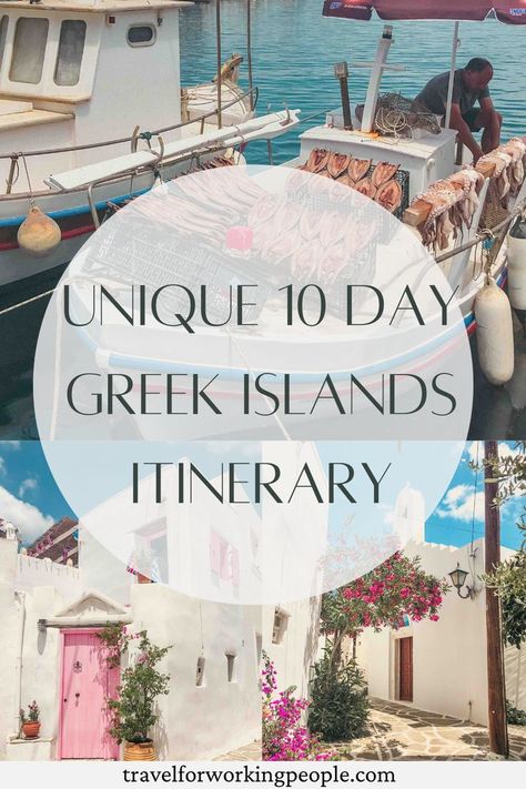 We have put together the ultime 10 day Greek hopping itinerary for those that are looking for something a little different (i.e. not Santorini or Mykonos). You'll explore charming fishing villages, eat the best food in Greece (actually) and get your fix of cocktails on the water. Greece itinerary | 10 days Greek islands | Greek islands travel guide | Greece travel itinerary