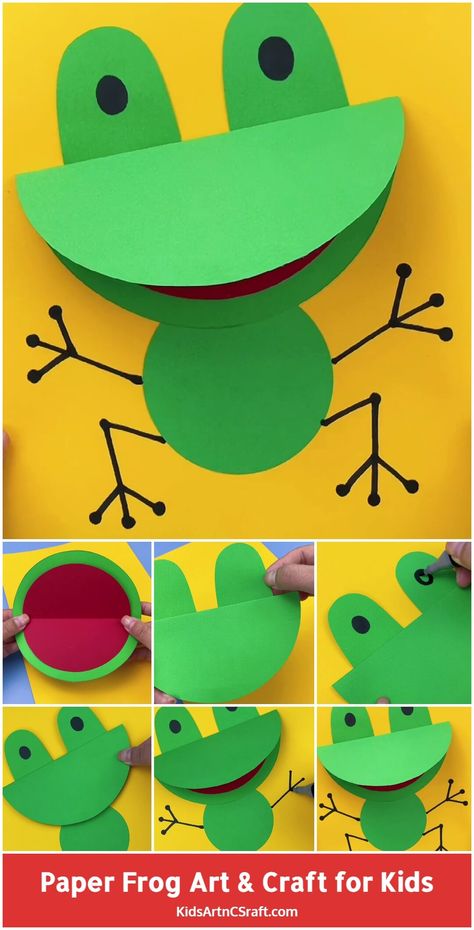 Paper Frog Craft for Kids – Step by Step Tutorial - Kids Art & Craft Crafts, Origami, Frog Crafts Preschool, Toddler Paper Crafts, Crafts For Kids, Craft Activities For Kids, Toddler Art Projects, Craft Activities, Arts And Crafts For Kids