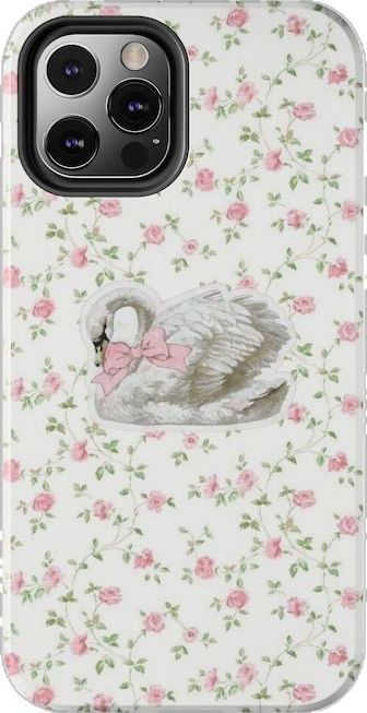 Pink, Floral, Cute, Aesthetic, Coquette, Etsy, Aesthetic Phone Case, Case, Swan