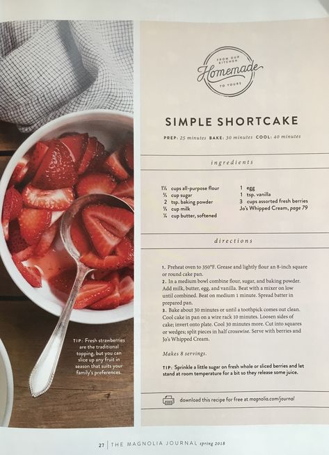 Dessert, Layout, Design, Pie, Strawberry Shortcake Dessert, Magnolia Journal, Shortcake Recipe, Strawberry Shortcake Recipes, Magnolia Table
