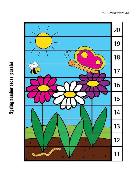 Fun free printable spring puzzles - perfect spring math activities for preschool or kindergarten. Skip counting and number order for kids. #spring #worksheets #prek #preschool #kindergarten Pre K, Spring Math Activities, Spring Math, Preschool Activities, Skip Counting, Printable Preschool Worksheets, Counting Activities, Preschool Kindergarten, Math Activities Preschool