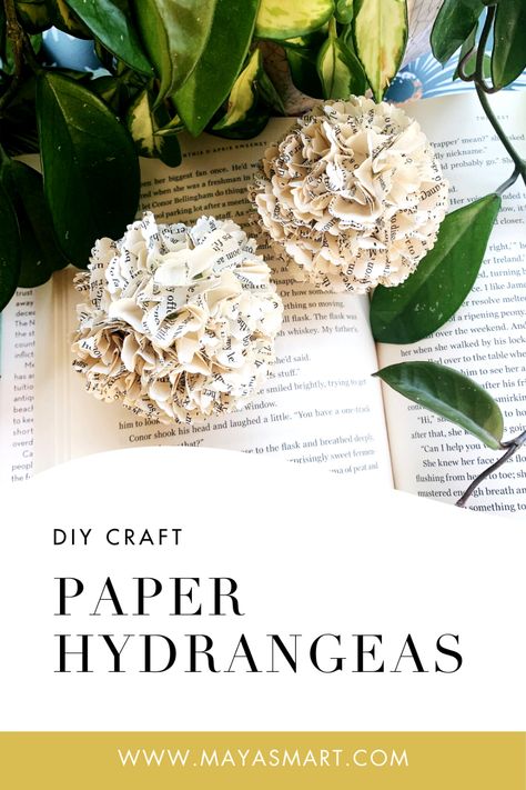Make delicate hydrangea blossoms out of old book pages with this DIY book craft, a simple project that offers a literary twist on classic paper flowers. Follow three steps to create decor that’s perfect to display around the house, feature as centerpieces at a festive meal, or complete a reading theme for a child’s birthday party. What a pretty way to spotlight literacy and bring a touch of nature into your home! Origami, Paper Flowers, Diy, Paper Flowers Craft, Craft Flowers, Diy Paper Flowers Tutorial, Folded Paper Flowers, Paper Flowers Diy, Diy Paper