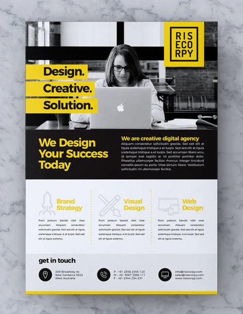 Creative Corporate Flyer Template PSD, Vector EPS & AI. Download Brochures, Corporate Design, Marketing Flyers, Flyer Design Layout, Flyer Design Templates, Business Flyer Templates, Flyer Design Inspiration, Newsletter Design, Flyer And Poster Design