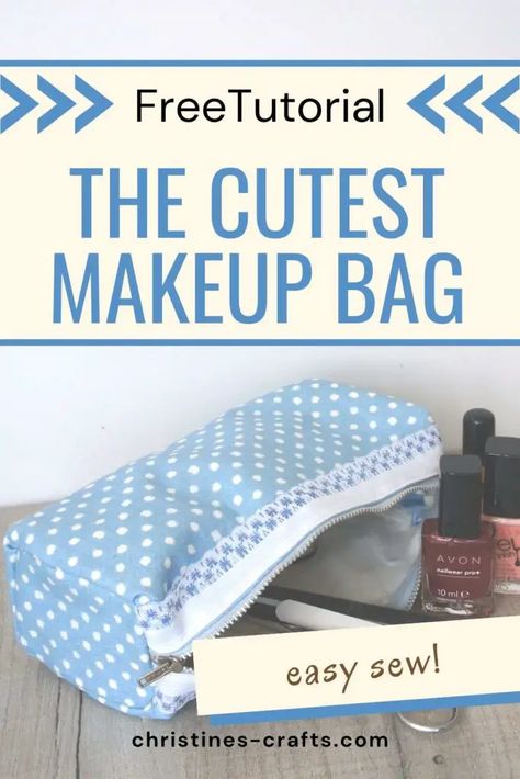blue spotted makeup bag with a frill detail Diy, Diy Make Up, Sewing Makeup Bag, Diy Makeup Bag, Makeup Bag Pattern, Makeup Bag, Zipper Pouch Tutorial, Diy Makeup, Makeup Remover Pads