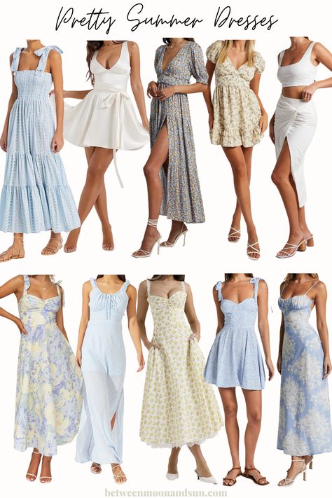 The ultimate guide to stunning Summer dresses: long and flowy maxi dresses, cute midi dresses, hot mini dresses - find your perfect sundress for any occasion. Casual dresses for a walk on the beach, classy and chic dresses for strolling through a coastal town, and vibrant and hot dresses for a night out. Refresh your wardrobe and look your best on your vacation! #SummerDresses #VacationOutfits #Sundress #LongSummerDress #ShortSummerDress #SummerDress #MaxiDress #WhiteSummerDress Outfits, Summer, Ideas, Casual, Classy Summer Dress, Short Sundress, Sun Dress Casual, Pretty Summer Dresses, Mini Dress Hot