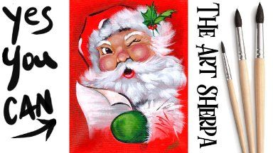 Christmas Crafts, Art, Doodles, Christmas Canvas, Christmas Paintings, Santa Canvas, Diy Painting, Christmas Gnome, Santa Paintings