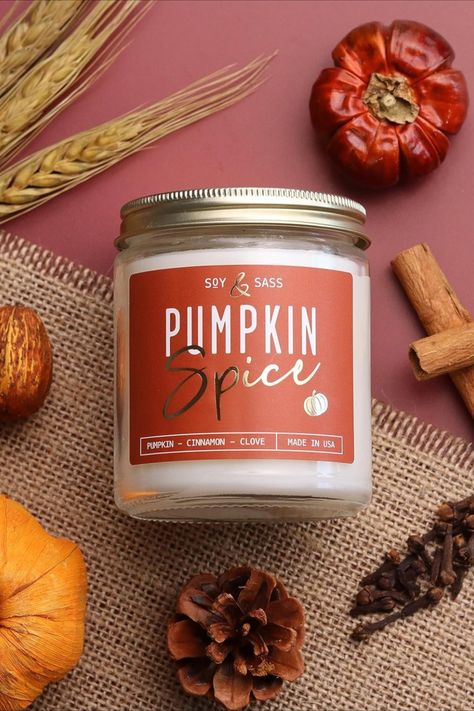 Pumpkin Spice Candle, Fall Candles - 'Pumpkin Spice' Soy Pumpkin Candle I Infused with Essential Oils I Fall Candle Decor, Fall Scented Candle includes Pumpkin, Cinnamon and Clove! I 9oz Reusable Jar I 50 Hour Burn I Made in USA #affilate, #candle, #falldecor Pumpkin Spice Candle, Pumpkin Candles, Fall Candle Scents, Pumpkin Spice, Fall Candle Decor, Scented Candles, Fall Scents, Candle Jars, Fall Candles