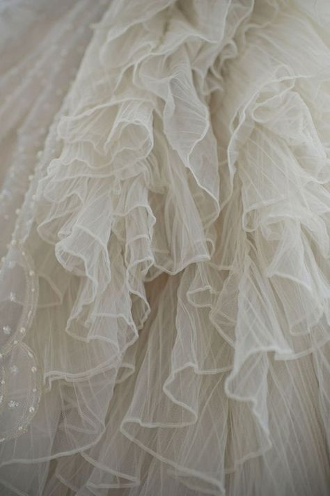 Delicate Dreamy Ruffles - pale ivory gown, ruffled layers, fabric close up Tulle, Lace, Tulle Dress, Lace Ruffle, Gown, Vestidos, Medium Dress, Vestidos De Novia, Robe De Mariee