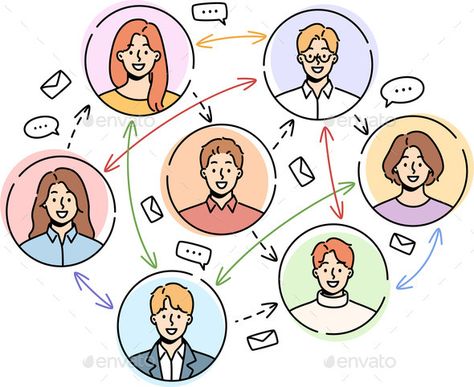 Smiling People Communication on Social Network Social Media, Doodles, Social Networks, People, Social Network, Communication Icon, Networking, Communication Images, Communication Pictures