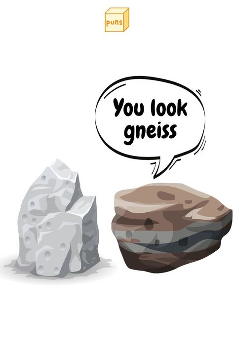 Whether you love geology or all types of puns, you’ll get a good kick out of gneiss rock puns. They may be boulder than the typical ones. #puns #jokes #rockpuns #funny #humor Funny Puns, Funny Jokes, Humour, Jokes, Rock Puns, Puns, Laugh, Geology Puns, I Laughed