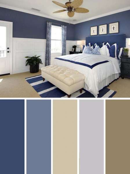 Navy Blue Bedroom Color Scheme #bedroom #color #scheme #decorhomeideas #colorchart Interior, Home Décor, Blue Bedroom Colors, Bedroom Color Schemes, Room Color Schemes, Best Bedroom Colors, Navy Blue Bedrooms, Bedroom Paint Colors, Blue Bedroom