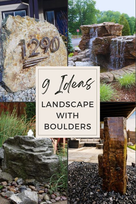 Many homeowners like utilizing natural stone to add highlights to paver patios, retaining walls, and even to fill in landscaping gaps. Would you prefer a new thought? Here are 12 rock landscaping ideas for your front yard to get you motivated. You may get inspiration for big stones in your outdoor projects, whether on a little or large size, by browsing through our selection of boulder landscaping ideas. Back Garden Landscaping, Gardening, Landscaping With Boulders, Landscaping Retaining Walls, Large Landscaping Rocks, Backyard Retaining Walls, Stone Landscaping, Garden Retaining Wall, Backyard Landscaping