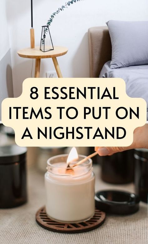 These are the essential items EVERY nightstand should have. Check them out over here to style your nightstand. Organisation, Home Décor, Industrial, Design, Reading, Inspiration, Diy, Nightstand Organization, Shelf Styling Bedroom