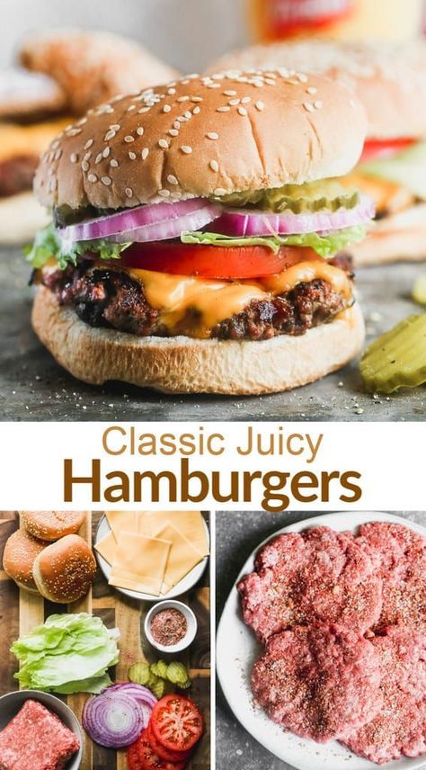 Sandwiches, Juicy Hamburgers, Best Burger Recipe Ever, Juicy Hamburger Recipe, Homemade Burger Recipe, Burger Recipes Beef, Burger Seasoning, Best Burger Recipe, Homemade Hamburgers