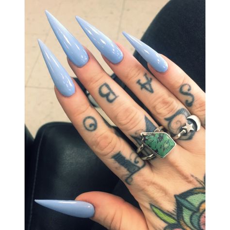 baby blue long stiletto nails Nail Designs, Cute Nails, Nailart, Pretty Nails, Long Stiletto Nails, Stiletto Nails Designs, Stiletto Nail Art, Perfect Nails, Cute Acrylic Nails