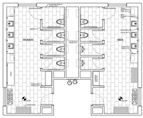 Restaurant Floor Plans: 8 Ideas To Inspire Your Next Location | Sling House Plans, Architecture, Floor Plans, Hotel Plan, Restaurant Floor Plan, Restaurant Plan, Floor Plan With Dimensions, Public Restroom Design, Restaurant Flooring