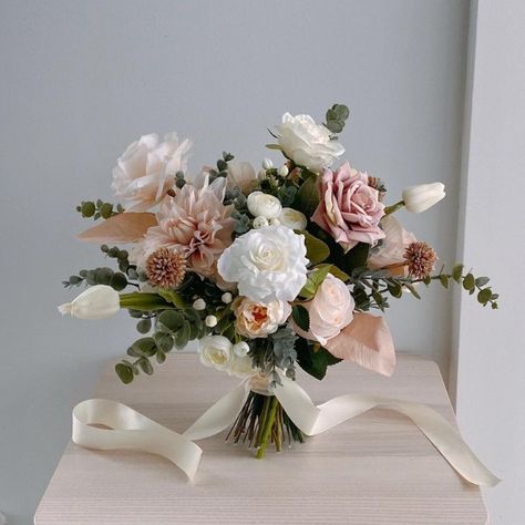 Silk Wedding Bouquet Designs You'll Love | Fake Flowers | Real Touch Boho, Silk Flower Bouquets, Flower Bouquet Wedding, Blush Bouquet, Flowers Bouquet, Peony Wedding, Bridal Bouquet Flowers, Beautiful Bouquet, Blush Wedding Flowers