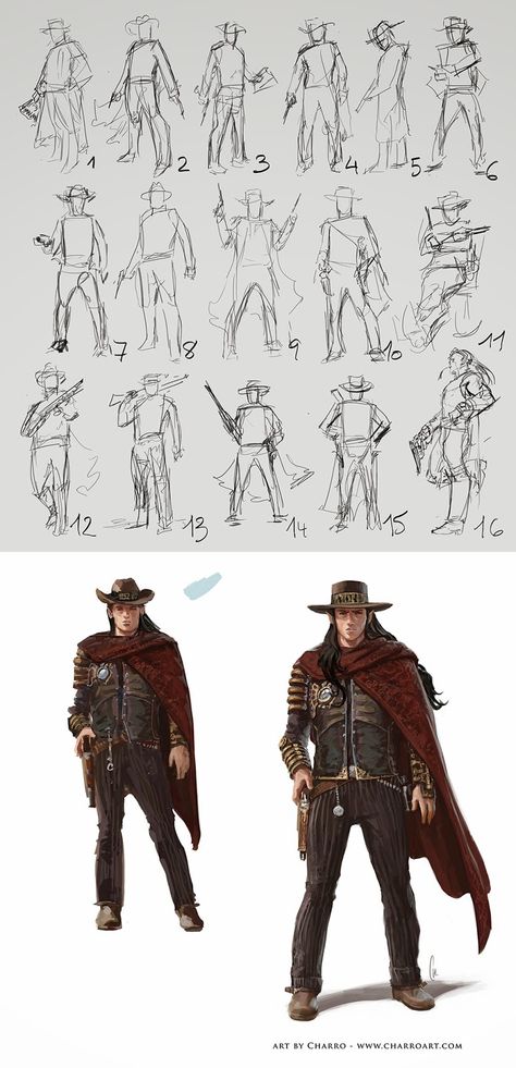 Manga, Character Design, Character Art, Fantasy Character Design, Western Character Design Male, Cowboy Character Design Male, Character Design Inspiration, Character Poses, Cowboy Character Design