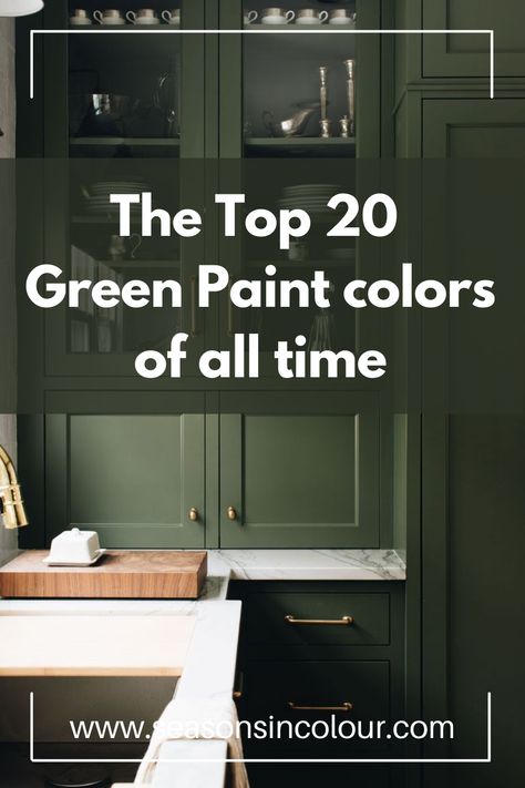 OK so we love green color! Our top 20 favouritie green shades of all time are here for your consumption. These greens range from emerald to pale olive shades. Perfect to use on cabinets or walls. #diyhomedecor #farrowandball #chalkpaint Design, Inspiration, Green Cabinets, Dulux Green Paint, Green Paint Colors, Olive Green Paints, Green Kitchen Paint, Dulux Green, Olive Green Walls