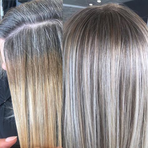 5 Ideas for Blending Gray Hair With Highlights and Lowlights Hot Heads Hair Extensions Colors, Amazing Hair Color, Best Hair Color, Highlights For Gray Hair, Grey Blending Highlights Going Gray, Dyed Gray Hair, Gray Coverage Highlights, Grey Hair Highlights, Hide Gray Hair With Highlights Brunettes