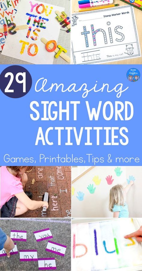 Sight word activities including active learning ideas, games, printables, worksheets, and tips for teaching high-frequency words at home. #kindergrten #sightwords #booksandgiggles #preschool #homeschooling Sight Word Games, Humour, Sight Words, Pre K, English, Sight Word Fun, Sight Word Activities, Sight Words Kindergarten, Sight Word Practice