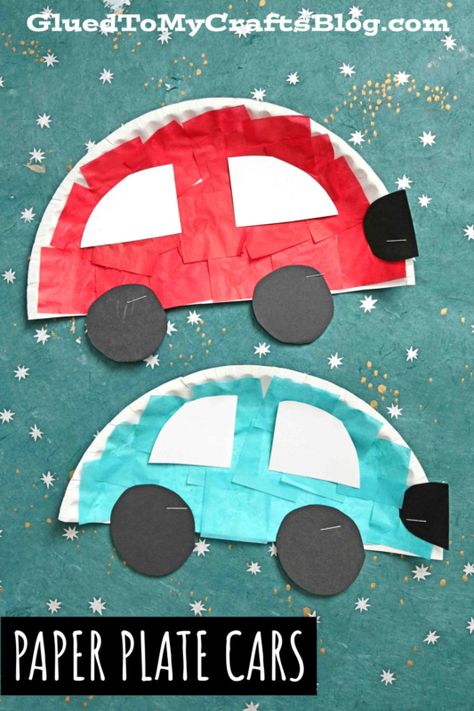 Paper Plate Cars - Super FAST Kid Craft Idea To Make Today! Paper Crafts, Pre K, Toddler Crafts, Truck Crafts, Bicycle Crafts, Car Craft, Crafts For Kids, Cars Preschool, Crafts For 2 Year Olds