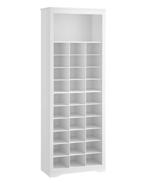 PRICES MAY VARY. Spacious Yet Space-Saving: Sized at 12.6”D x 24.8”W x 73.6”H, this tall shoe cabinet holds up to 30 pairs of shoes while taking up little floor space. Also, the top compartment is great for shoe boxes and storage baskets Features a Nice Look: The extended top edge, curved base, sleek lines, and elegant color combine together in this shoe cabinet to create a stylish look and add a charming fair to your room Fit Shoes of Different Heights: The 11.8"D x 7.1"W x 5.3"H compartments a Nice, Design, Shoe Rack Closet, Closet Shoe Storage, Shoe Storage Cabinet, Shelves For Shoes, Shoe Rack Organization, Shoe Storage Ideas For Small Spaces, Shoe Storage Rack
