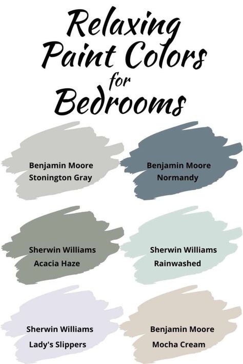 Need a relaxing paint color for your bedroom? Check out these 6 beautiful paint colors perfect for a creating a calming bedroom atmosphere #paintcolors #bedrooms #home #diy Interior, Home Décor, Paint Colors For Living Room, Paint Colors For Bedrooms, Colors For Bedrooms, Best Bedroom Paint Colors, Calming Paint Colors, Soothing Paint Colors, Soothing Bedroom Colors