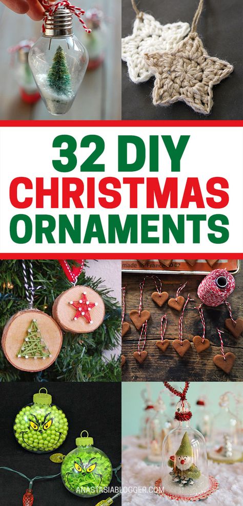 DIY Christmas Ornaments Ideas - 32 Easy Elegant Ornaments from Pinterest. Are you looking for some great DIY Christmas ornaments ideas? Get easy yet elegant DIY Xmas ornaments found on different blogs and on Pinterest. #christmas #diy #ornaments #crafts #christmascrafts #christmasdiy #homedecor #parties Ideas, Diy, Natal, Diy Christmas Ornaments, Diy Christmas Tree, Diy Xmas Ornaments, Christmas Ornaments Homemade, Handmade Christmas Decorations, Christmas Decor Diy